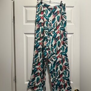 Onia Green and White Wide Leg Jumpsuit